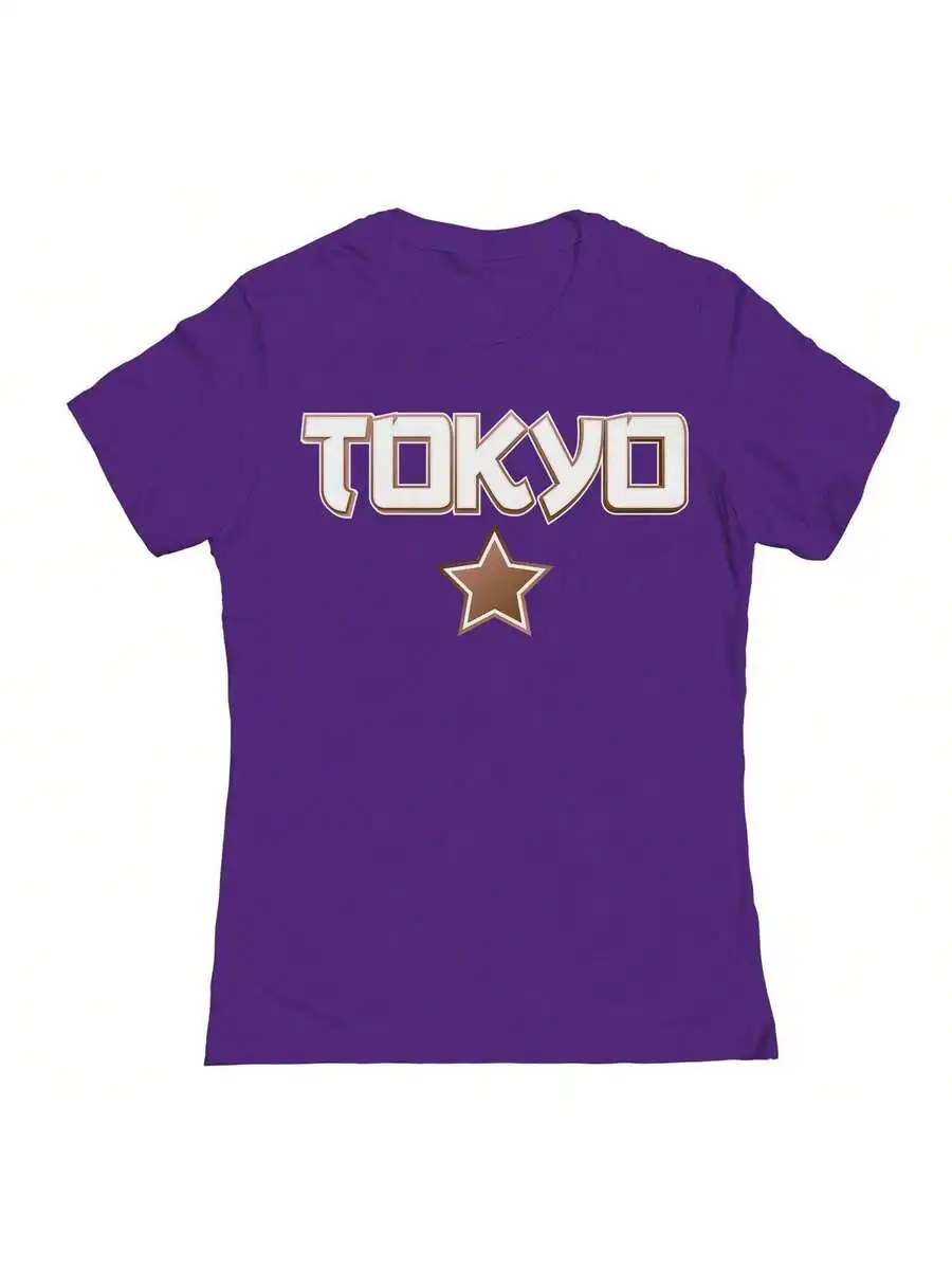 

Purple Tokyo Star Graphic Cotton T-Shirt For Women