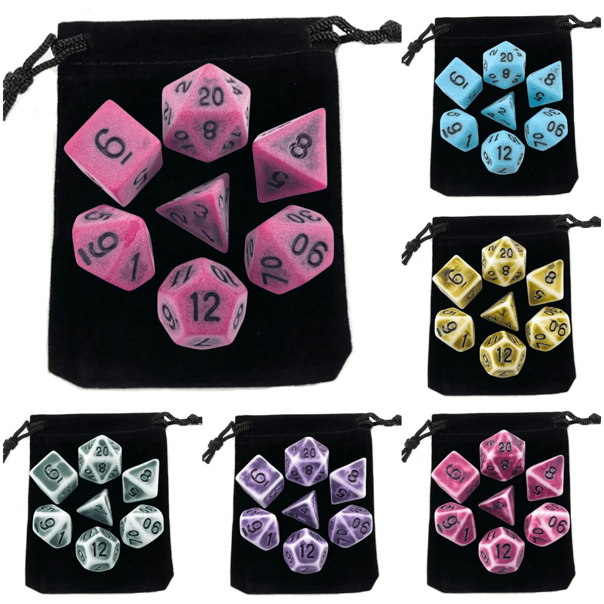 Dice Set DND Board Game Pieces High Quality Acrylic Unique Cool Retro Effect Polyhedral Dice Sets For RPG Board Game Club Party