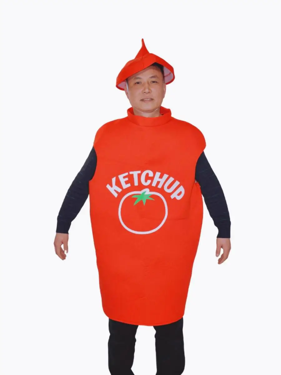 Loween divertido adulto hombres mujeres rojo ato salsa mono Cosplay Par disfraz papel Plang traje ex Material de poliéster