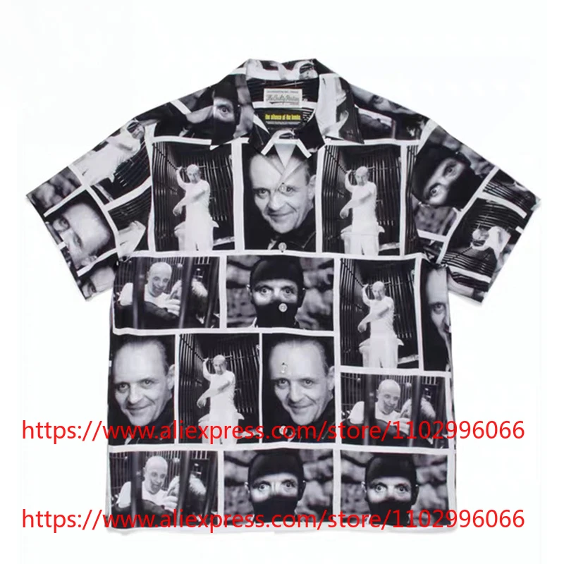 

26SS WACKO MARIA Art Print Short Sleeved Men's Hawaiian Shirt High Quality Button Short Sleeved Top
