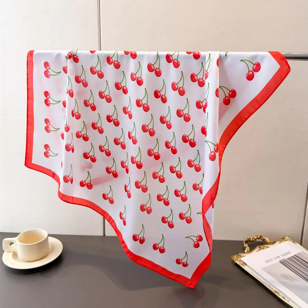 

Шелковистый хиджаб, повязка на голову, сумка, ленты, тонкий платок из искусственного шелка, квадратный атласный шарф с фруктовым принтом, шали с вишневым узором, мягкие накидки