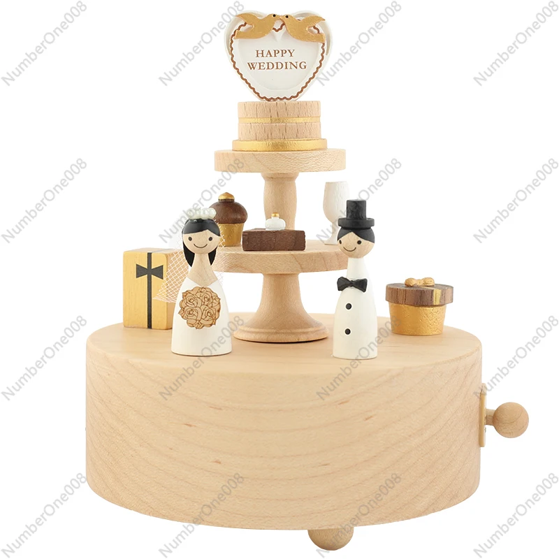 Senhuo Wood Fun Music Box Music Box Wooden Rotatable Wedding New Wedding Gifts for Newlyweds and Brides Girlfriends