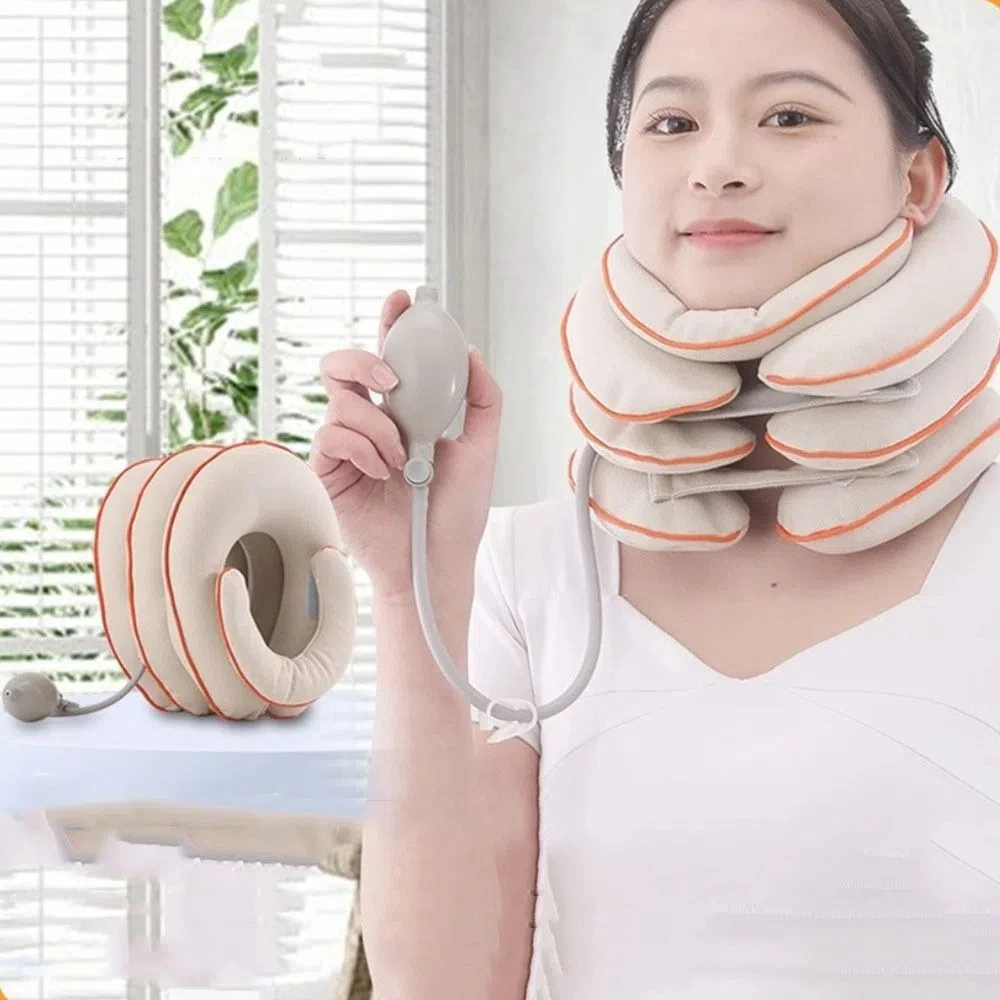 

Air Inflatable Cervical Traction Device 4 Layers Orthopedics Massage Neck Stretcher Neck Support Adjustable Neck Massage Pillow