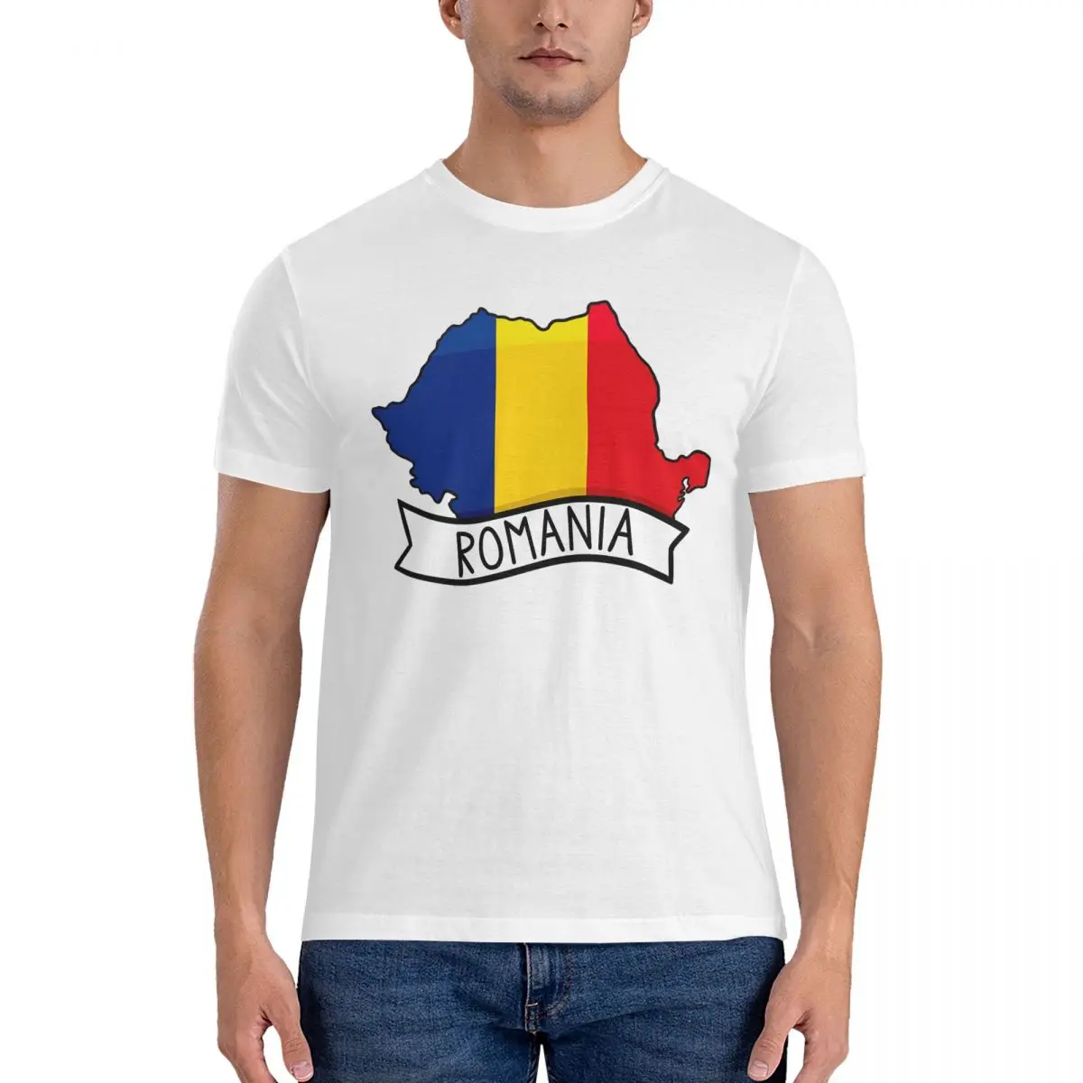 Men T-Shirts Romania Map Sticker Sticker Casual 100% Cotton Tees Short Sleeve Europe T Shirts Crew Neck Clothing Original