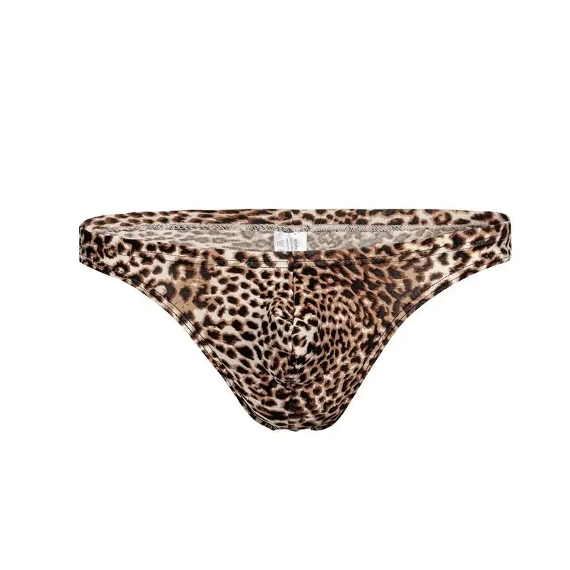 Men's Leopard Thong Underwear Male Comforable Breathable Cuecas Slip Homme Sexy Jockstrap Briefs Thongs Underpants