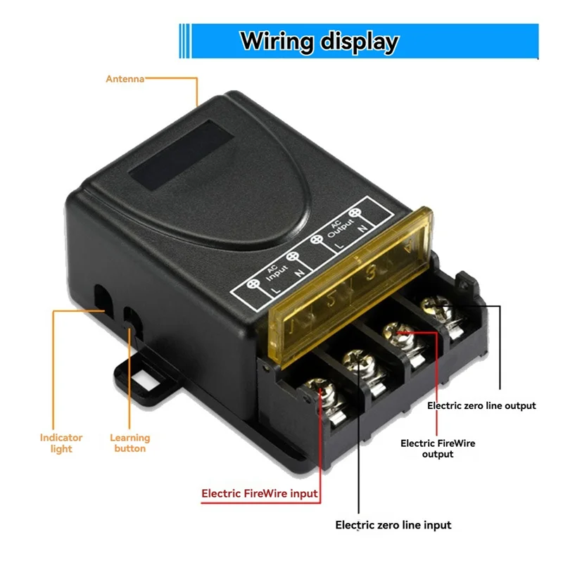 AS95-Sakelar Jarak Jauh Nirkabel Daya Tinggi 30A Remote Control RF433 Jarak Jauh Tegangan Lebar 1000M