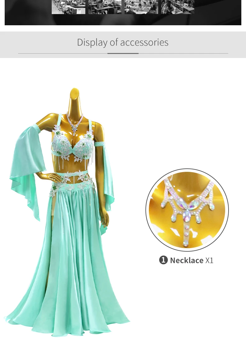 Orientalisches Tanzoutfit, langer Rock, Damen-Tanzkleidung, Bauchtanzkostüm, Bauchtanz-Unterrichtskleidung, Anzug 2026, Bühnenkostüm für Mädchen, Abendkostüm – Detail 4