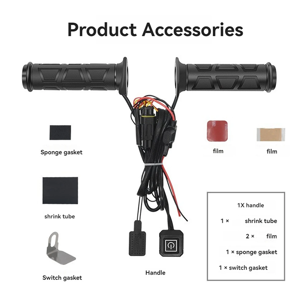 

12V Motorcycle Heated Handles Grips ATV Scooter Electric Heated Grips 22mm Handlebar Hand Warmer 3-Gear Adjustable Temperature