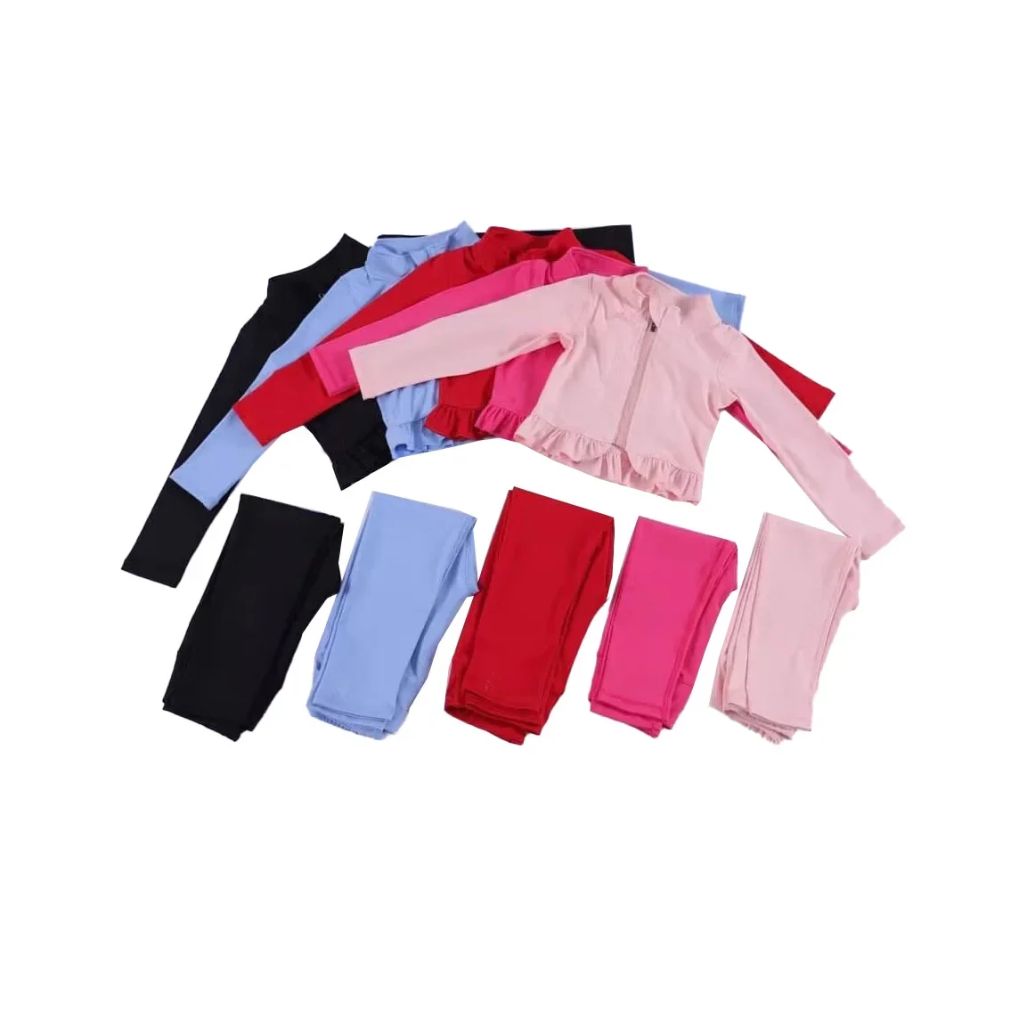 Boutique Toddler Girls Sports Outfits Long Sleeves Girl's Solid Color Track Jacket and Leggings Set