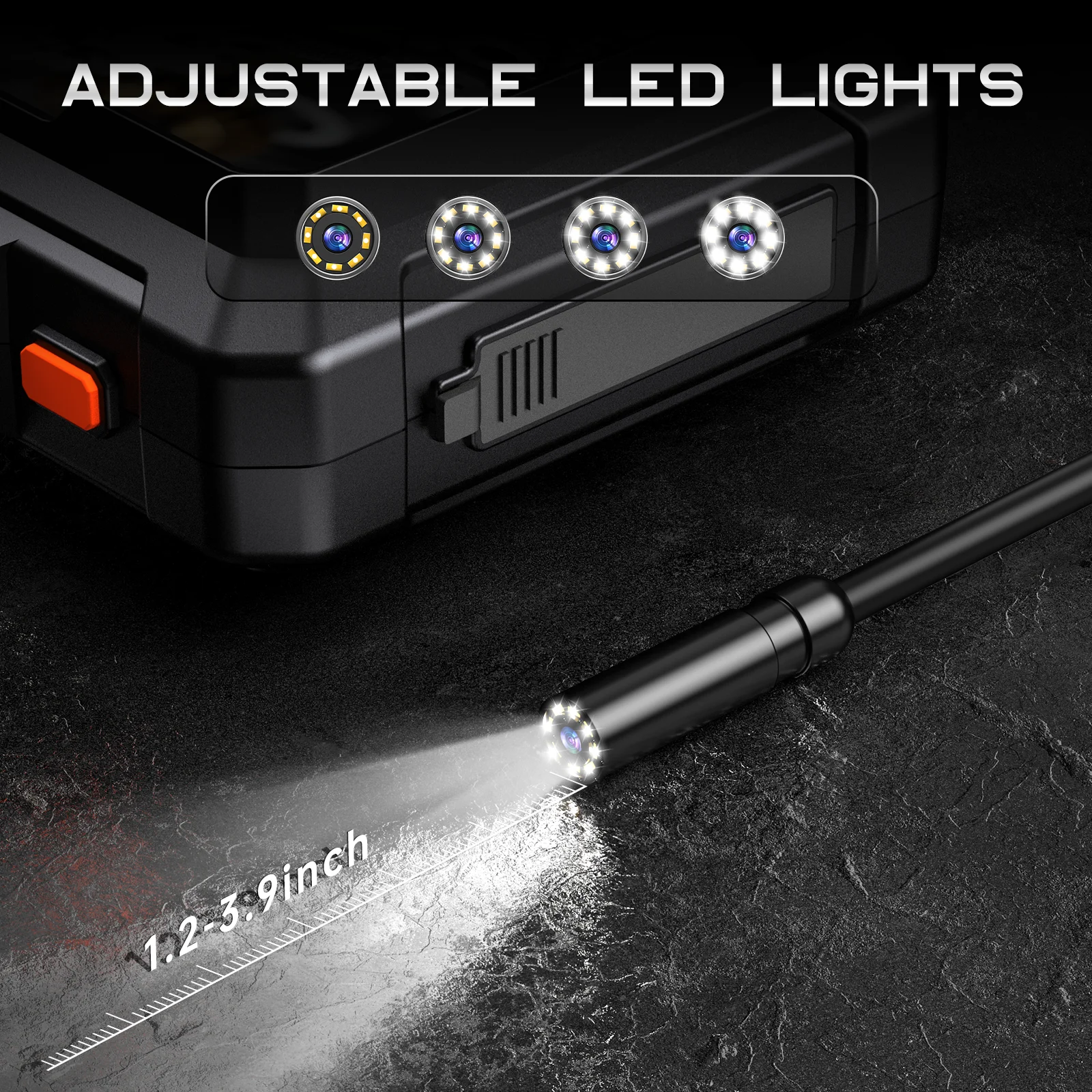 4.3inch Handheld Endoscope 1920P Borescope Camera with Light 16.4ft Semi-Rigid Snake Cable for Automotive,Sewer, HVAC,Wall IP67 view 4