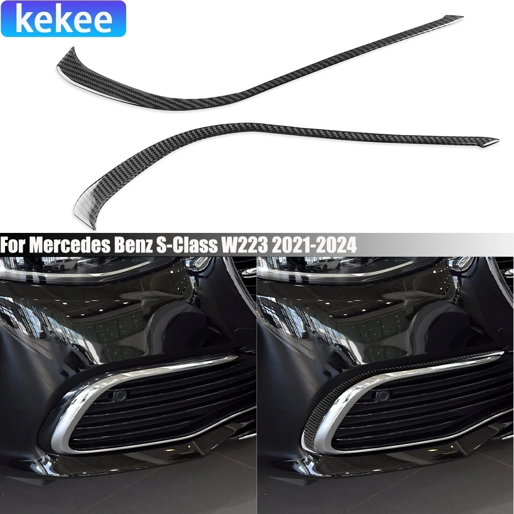 

Carbon Fiber Header Air Intake Cover Sticker Car Accessories Exterior Trim For Mercedes Benz S-Class W223 2021 2022 2023 2024