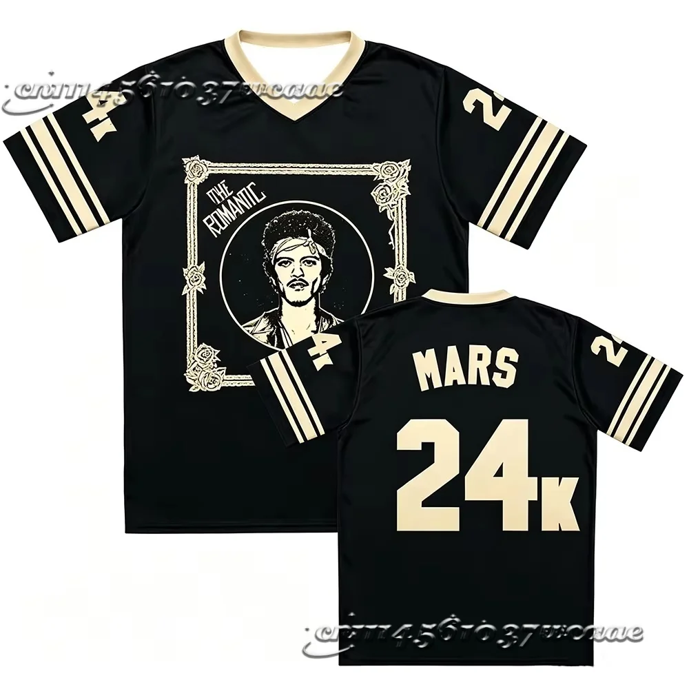 2026 Unisex Bruno Mars The Romantic Graphic Tee Short Sleeve V-neck Loose Fit Unisex T-shirt Design 3D  Jersey FamilyMatching