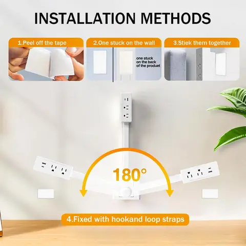 Electrical Outlet Extender Stick - Power Socket Expander with USB-A USB-C Outlets,Rotates180° Sofa Bedside Table Extender Tools