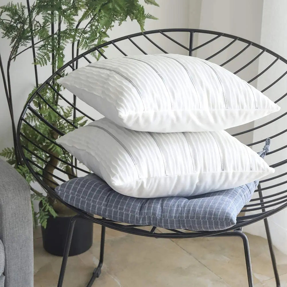 A01M-الأبيض الجاكار موجة غطاء الوسادة وسادة قطيفة غطاء أرجوحة أريكة الأريكة غرفة نوم رمي أكياسها 18X18 بوصة