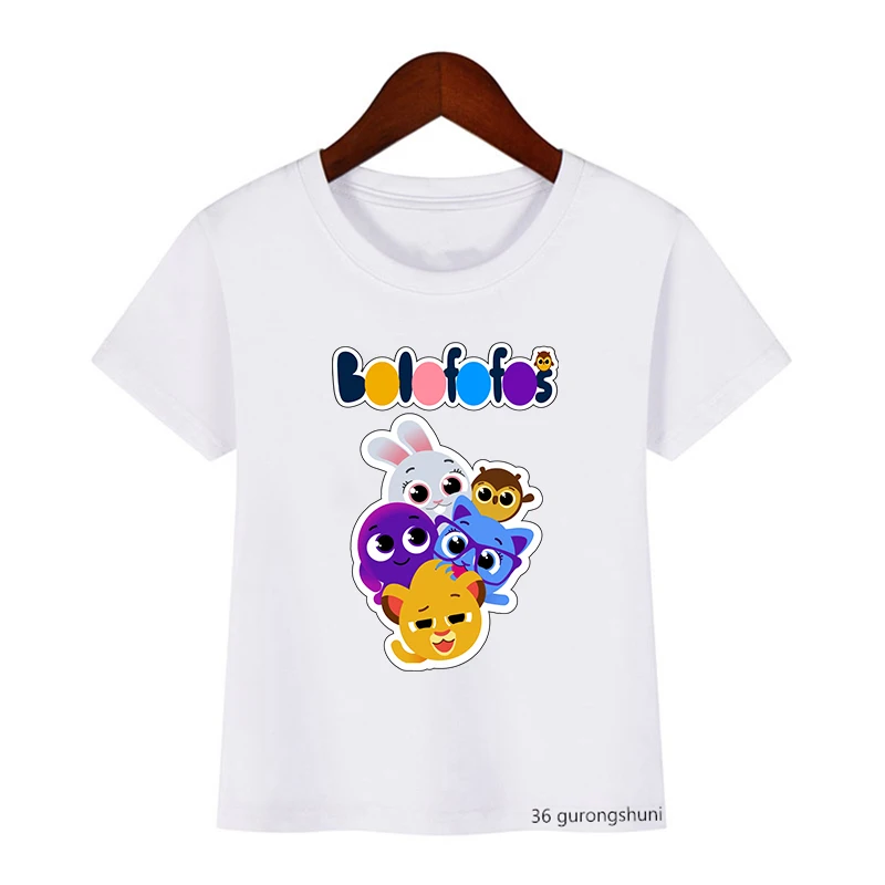 Funny Kids Clothes Tshirt Music Cartoon Bolofofos Print T-Shirt For Boys Fashion Girls T Shirt Cute Boys Girls Universal Clothes
