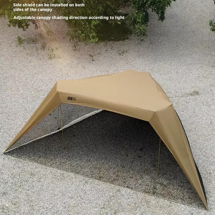 Car Side Canopy Windless Rope Y-Pole Lazy Person Sunshade Black Glue Rainproof Off-road SUV Quick Automatic Opening Oxford Cloth