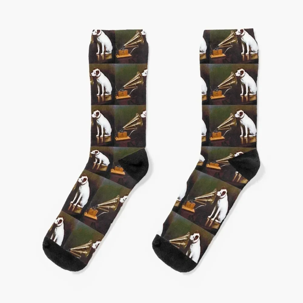 

His Master's Voice by Francis James Barraud in 1898- Cute Dog Looking At Gramophone Socks winter Men Socks Luxury Brand Women's