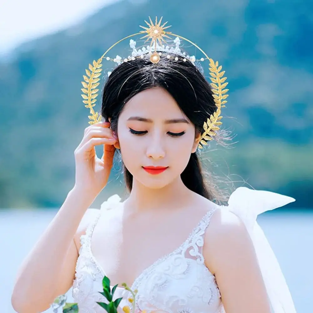 جديد سبيكة هالة تاج طقم من الحلقان حجر الراين البوهيمي ستار عقال طبقة مزدوجة السداسية ستار الشعر هوب إكسسوارات الشعر #3