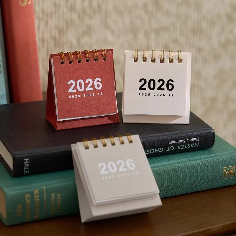 Einfacher Mini-Tischkalender 2026 – kreativer, spiralgebundener Kalender für Desktop-Dekoration und Büromaterial