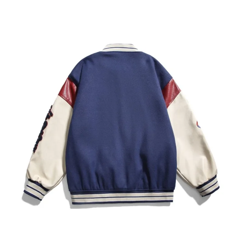 النمط الأمريكي خمر زي بيسبول سترة مطرزة للرجال النساء الشارع الشهير زوجين طالب اللون حجب سترة عصرية #6