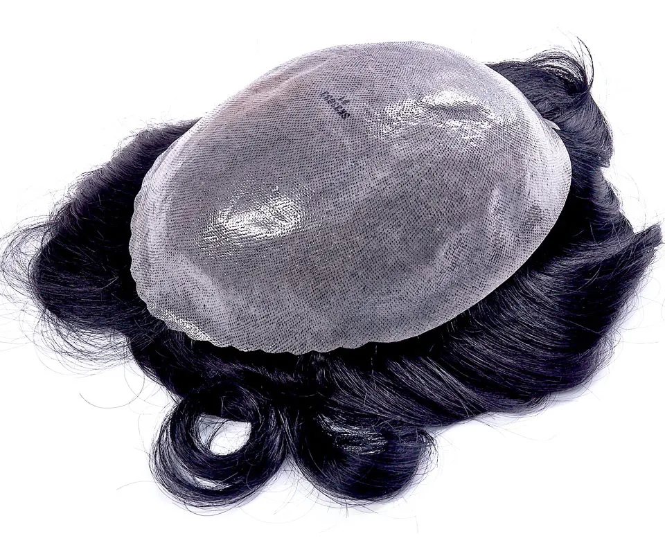 Thin Skin Men Toupee Vloop Full PU 0.04-0.06mm Man Capillary Prosthesis Real Human Hair Replacement Invisible Human Hairline Wig