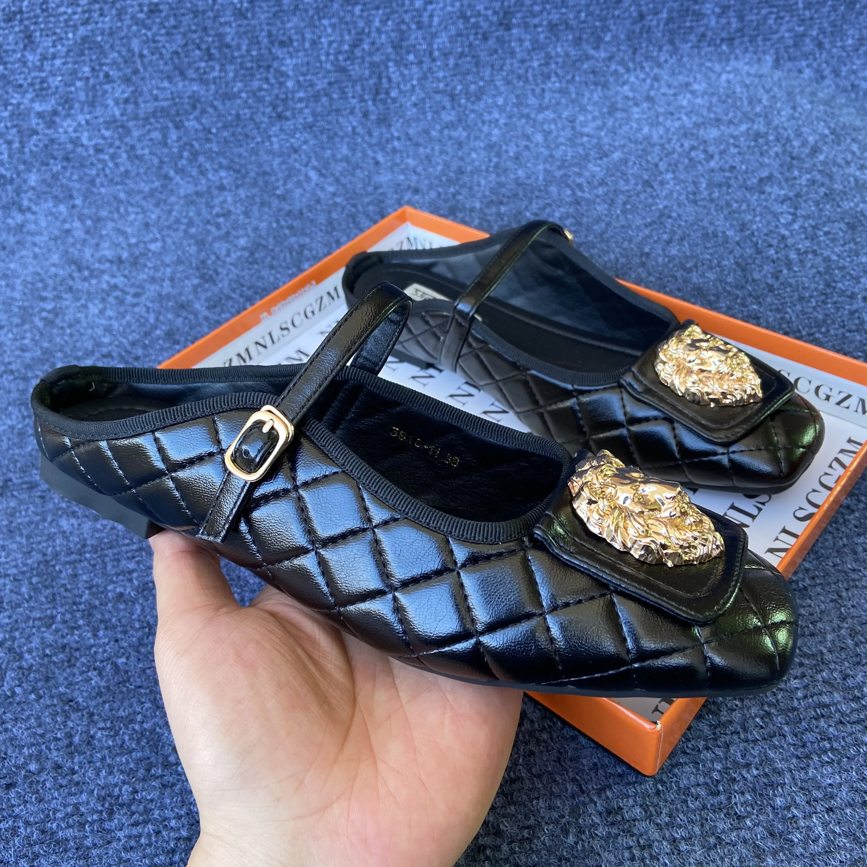 

designer shoes women mules luxur brand Office Lady square toes flats shoes for woman party mules femme sandalias femininas