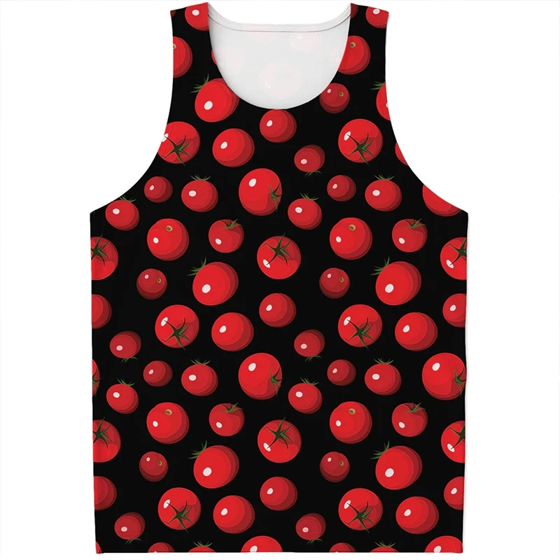 Tropical Fruits 3D Printed Tank Top Strawberry Pattern Sleeveless Vest Mens Shirts Harajuku Streetwear GYM Tees Tops Clothing