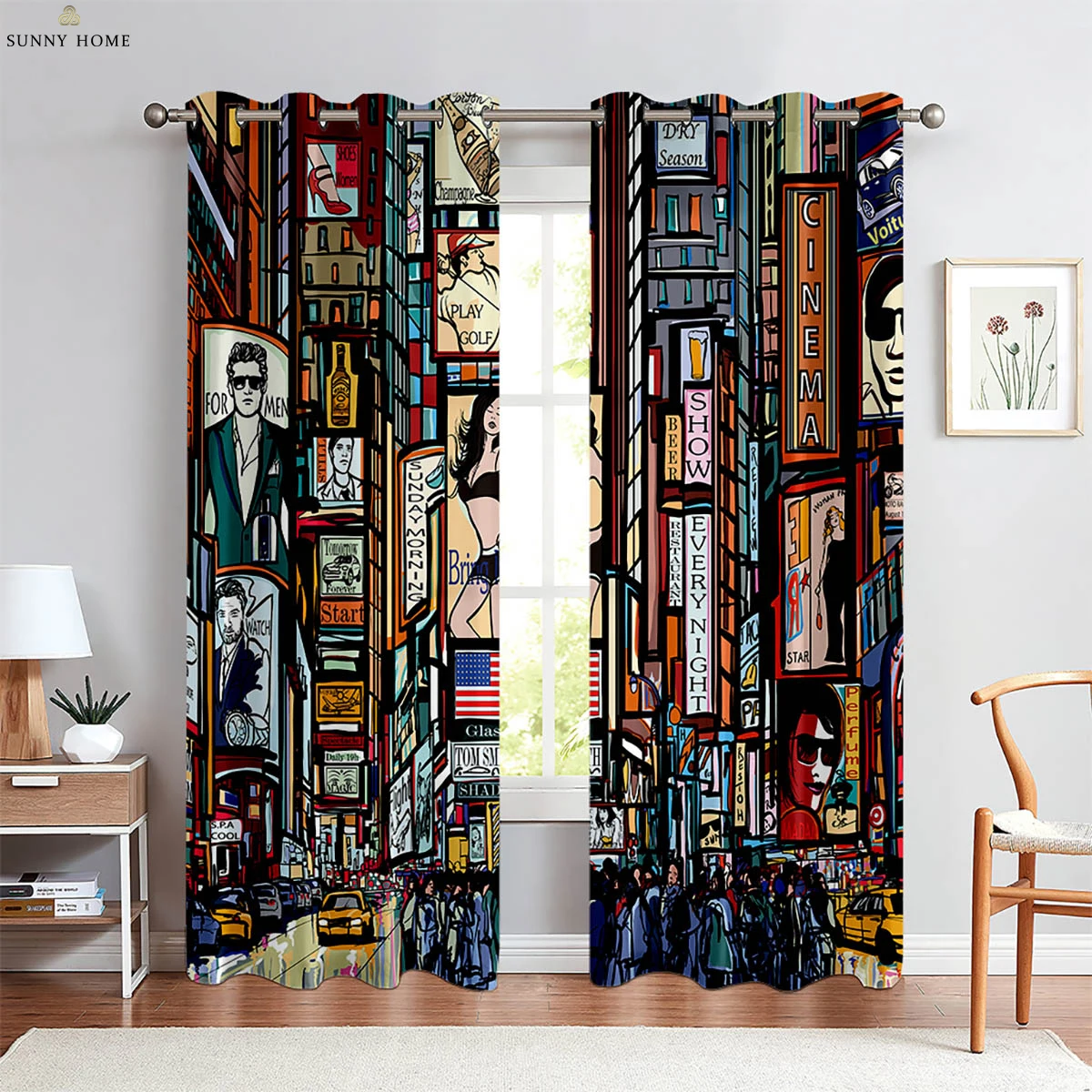 Landscape Night View City Building 3d Printing Curtain Polyester Fiber Machine Washable Bedroom Living Room Kitchen Decoration