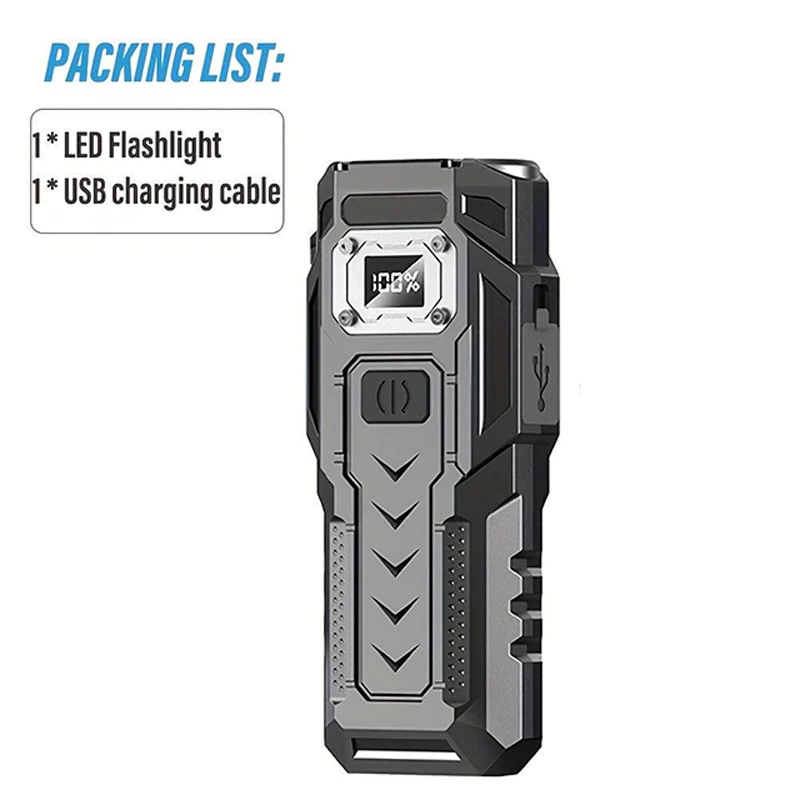 High-Powerful Type-C Rechargeable Flashlight Super Bright Beam Distance 303M Built-in Battery Portable Work Light