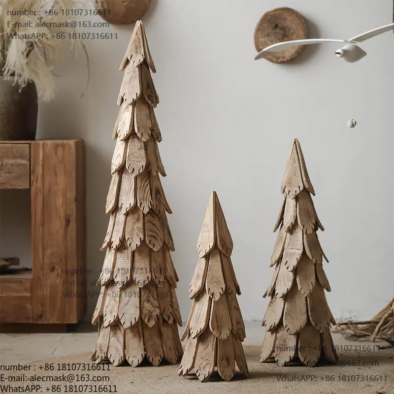 

Pine tree Christmas tree decoration ornament living room large solid wood floor-to-ceiling wabi sandy wind homestay