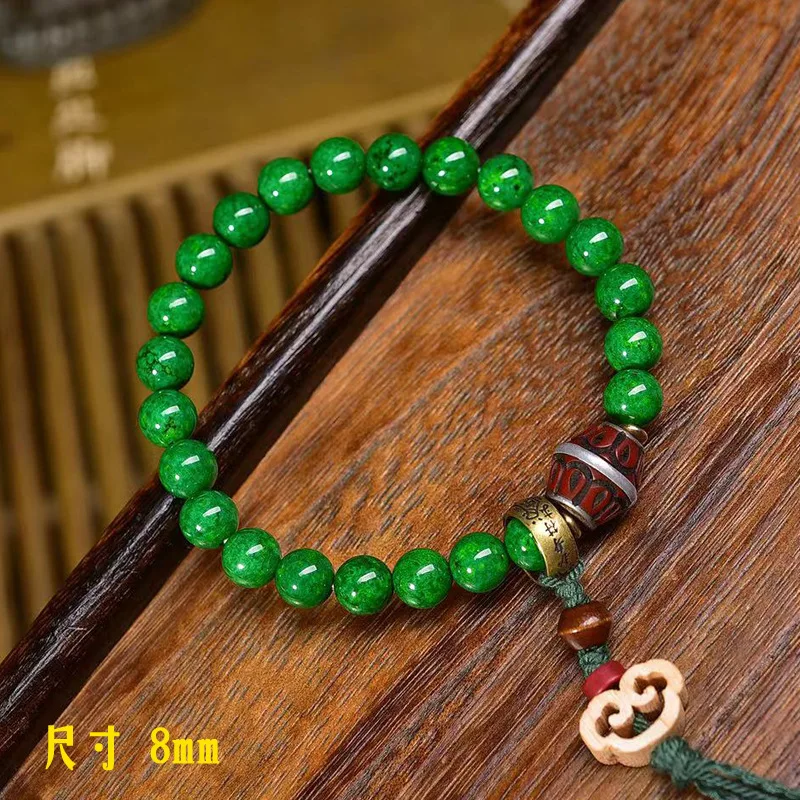 

Зеленые бусины с одной петлей, буддийские бусины, аксессуары из белого агата, винтажный браслет