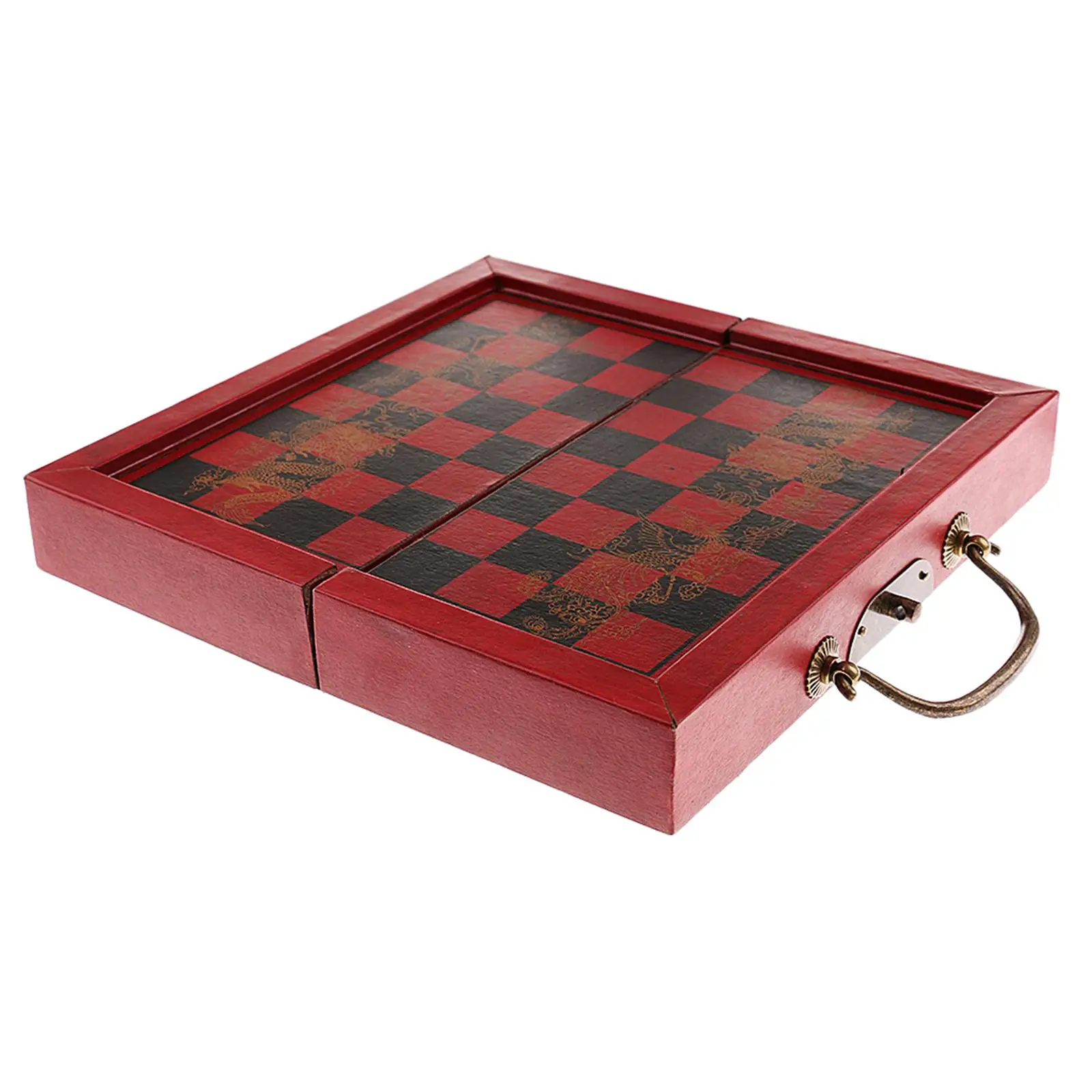 Folding Chess Board Game Chinese Resin Antique Vintage Chesswood Set for Gift Collectors and Family