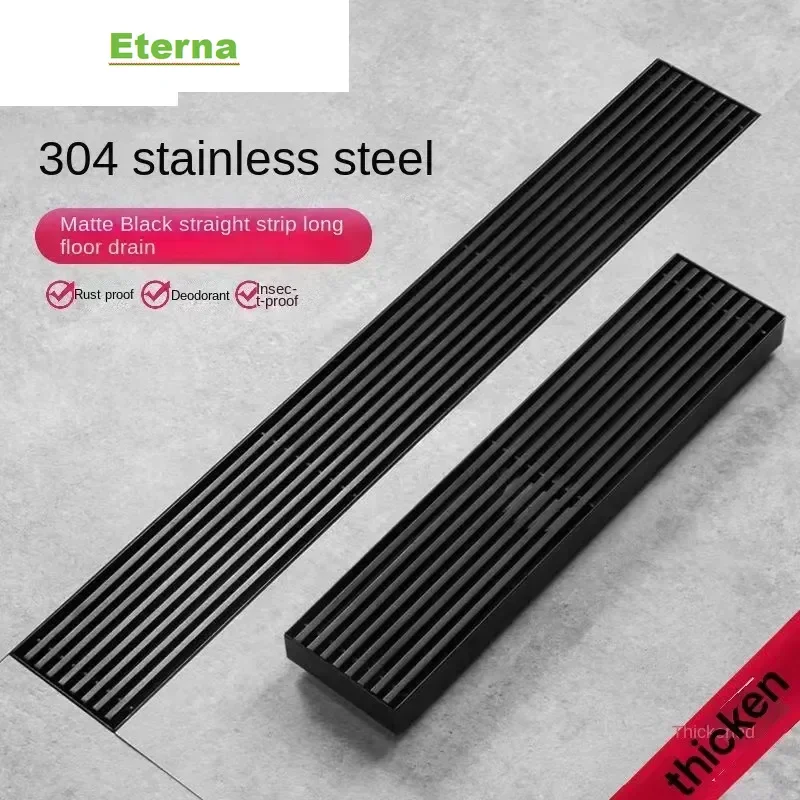 Black Thickened 304 Stainless Steel Strip  Bathroom Toilet Large Displacement Insect And Odor Proof