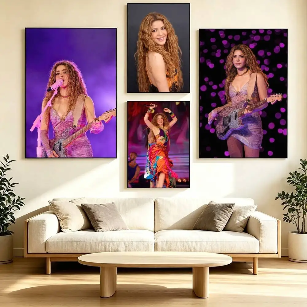 S-Shakira Pop Singer  Poster Waterproof Wall Art Sticker For Bar Living Room Vintage Decor High Quality Print Gift
