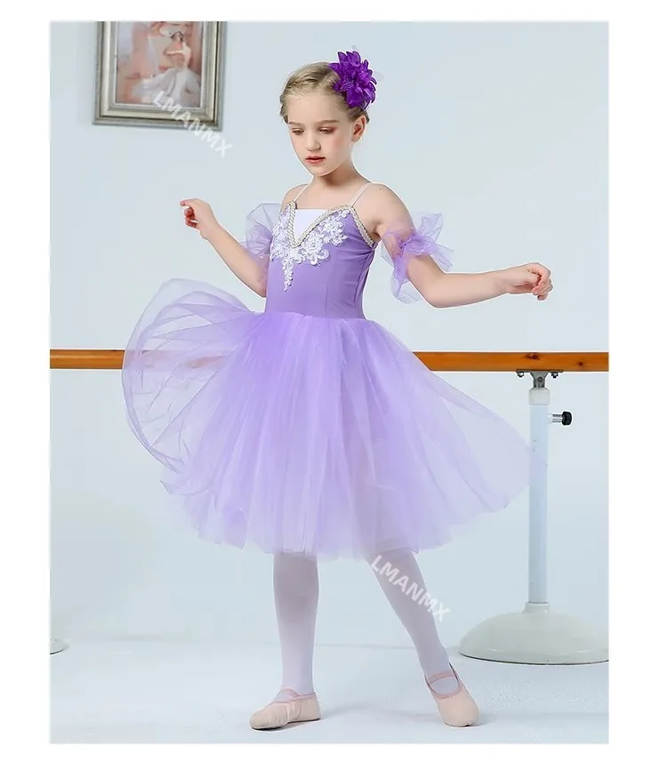 2024 New Girls Ballet Skirt Childrens Professional Ballet Costume Performance TUTU Skirt Fairy Puff Skirt Long Gauze S