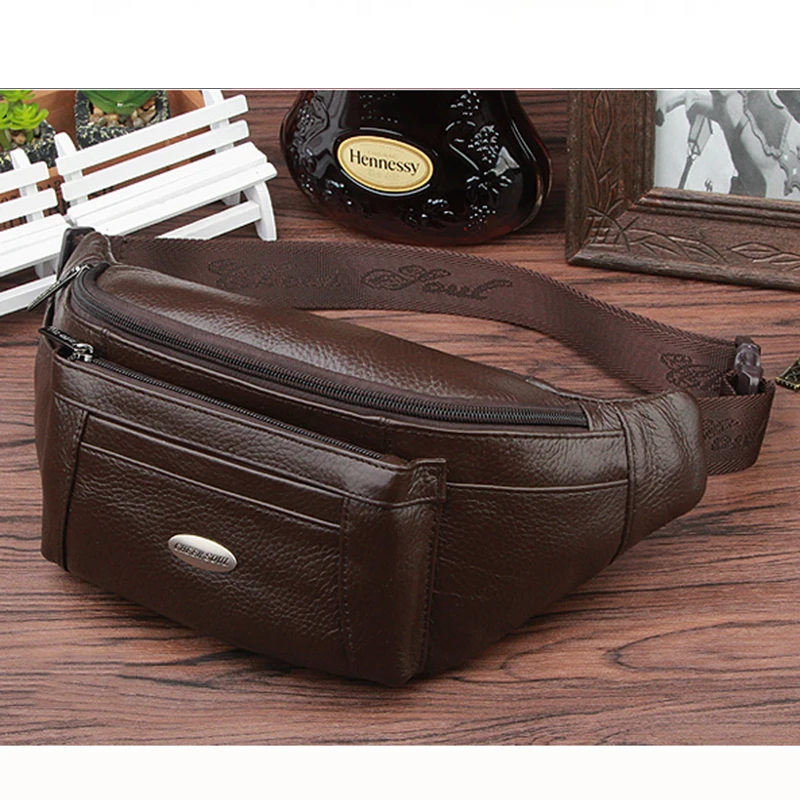 Imagem -03 - Waist de Couro Genuíno para Homens Bolsa de Viagem Masculina Fande Corpo Cruzado Ideal para Chest de Peito e Hip