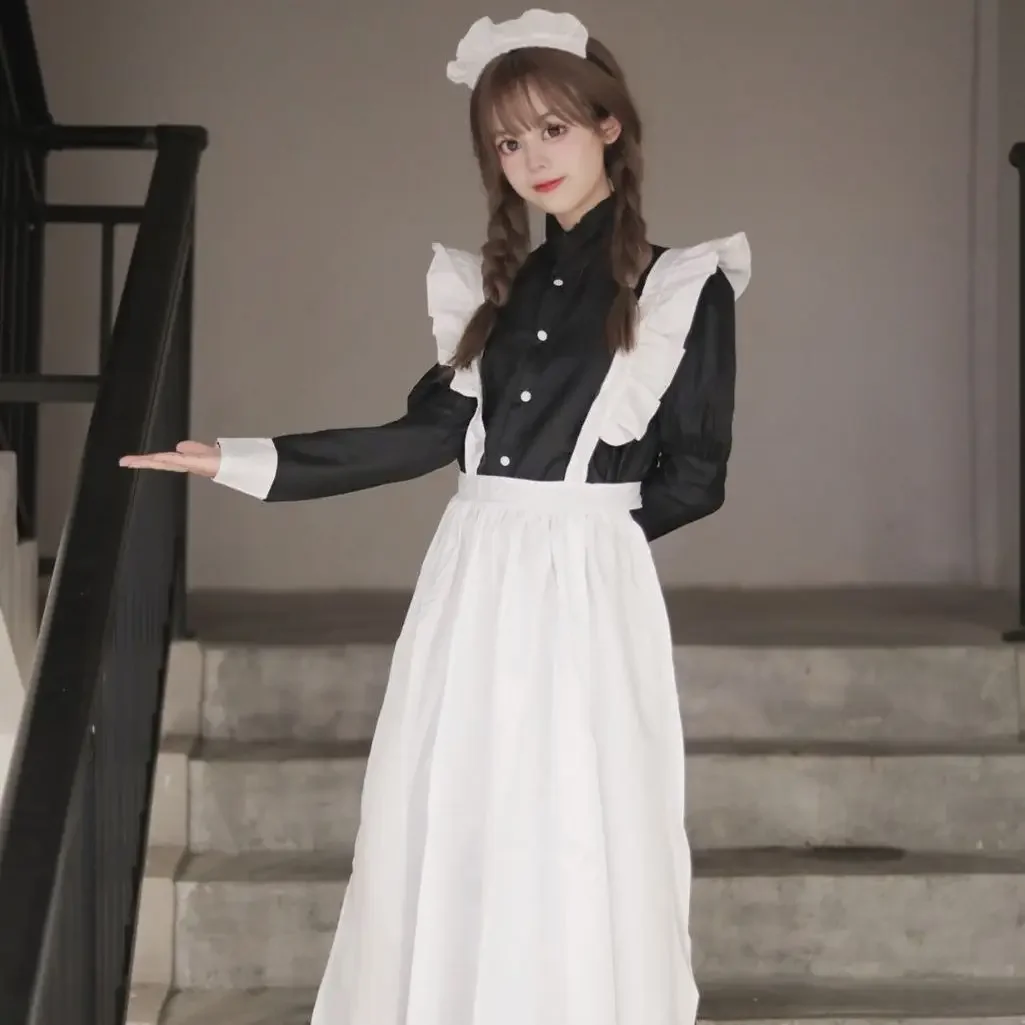 Men Wear Black White Classic Lolita Maid Uniform Princess Dress Cosplay Costume Adult Woman Cute Skirt Halloween Anime Party