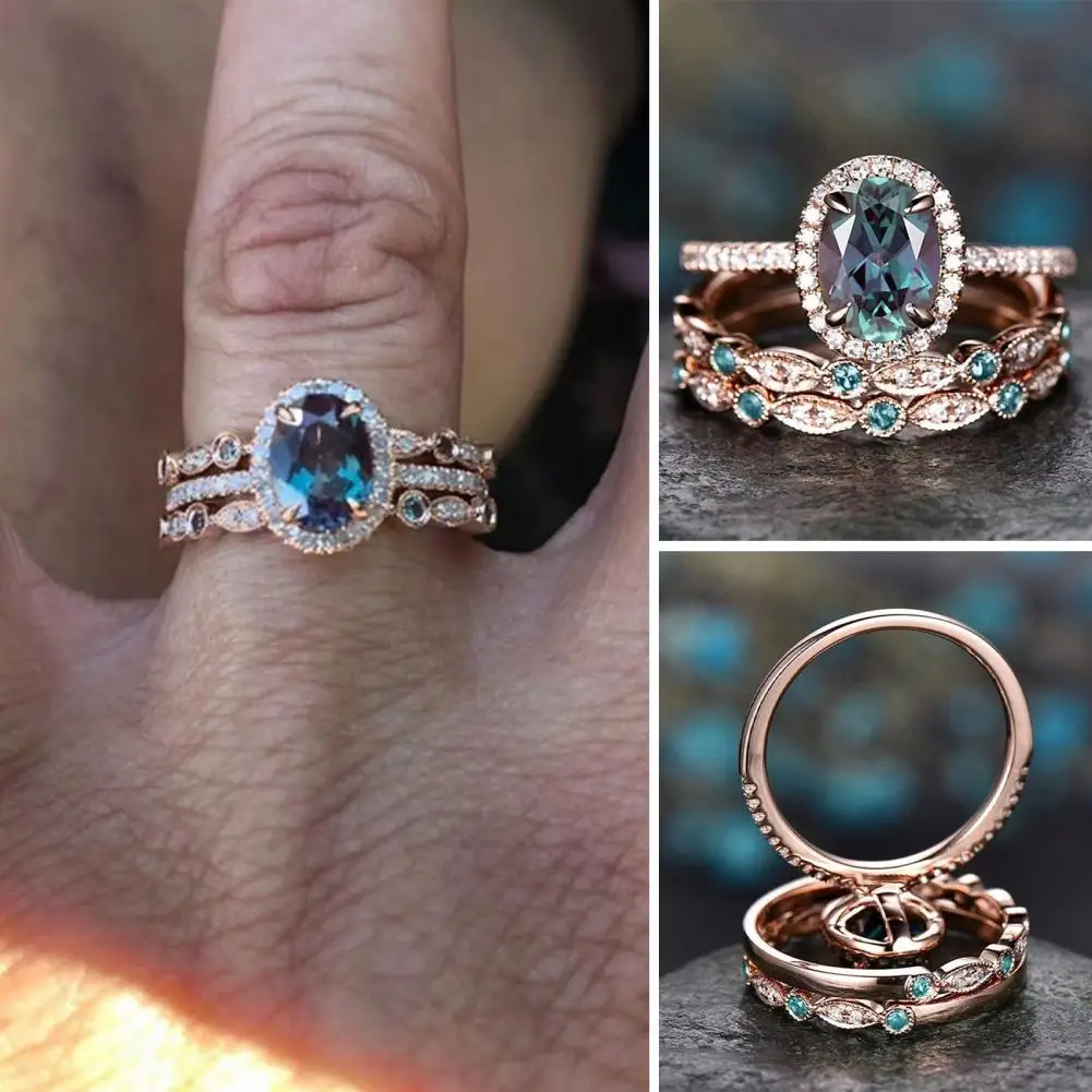 3Pcs Fashion Fashion Ring Fine Workmanship Women Ring Rhinestones Fashion Women Girls Ring Decor  Decorative