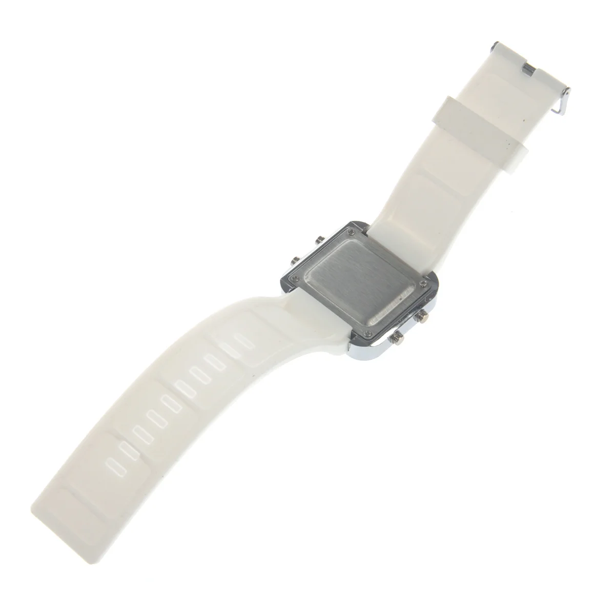 

Mirror Face Led Digital Watch White Silicone Band Red Display Unisex Time Date Function Accessory