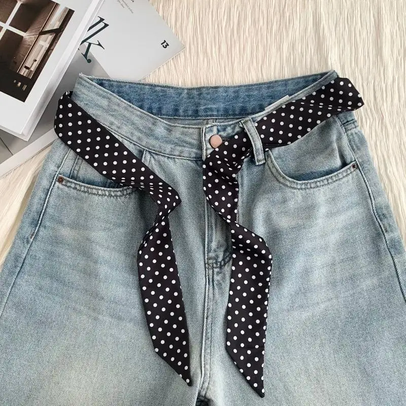 Seidenschal für Damen, Kopfbedeckung mit Polka-Dot-Muster, vielseitiges Haarband für urbanen Chic und Business-Outfits – Detail 5