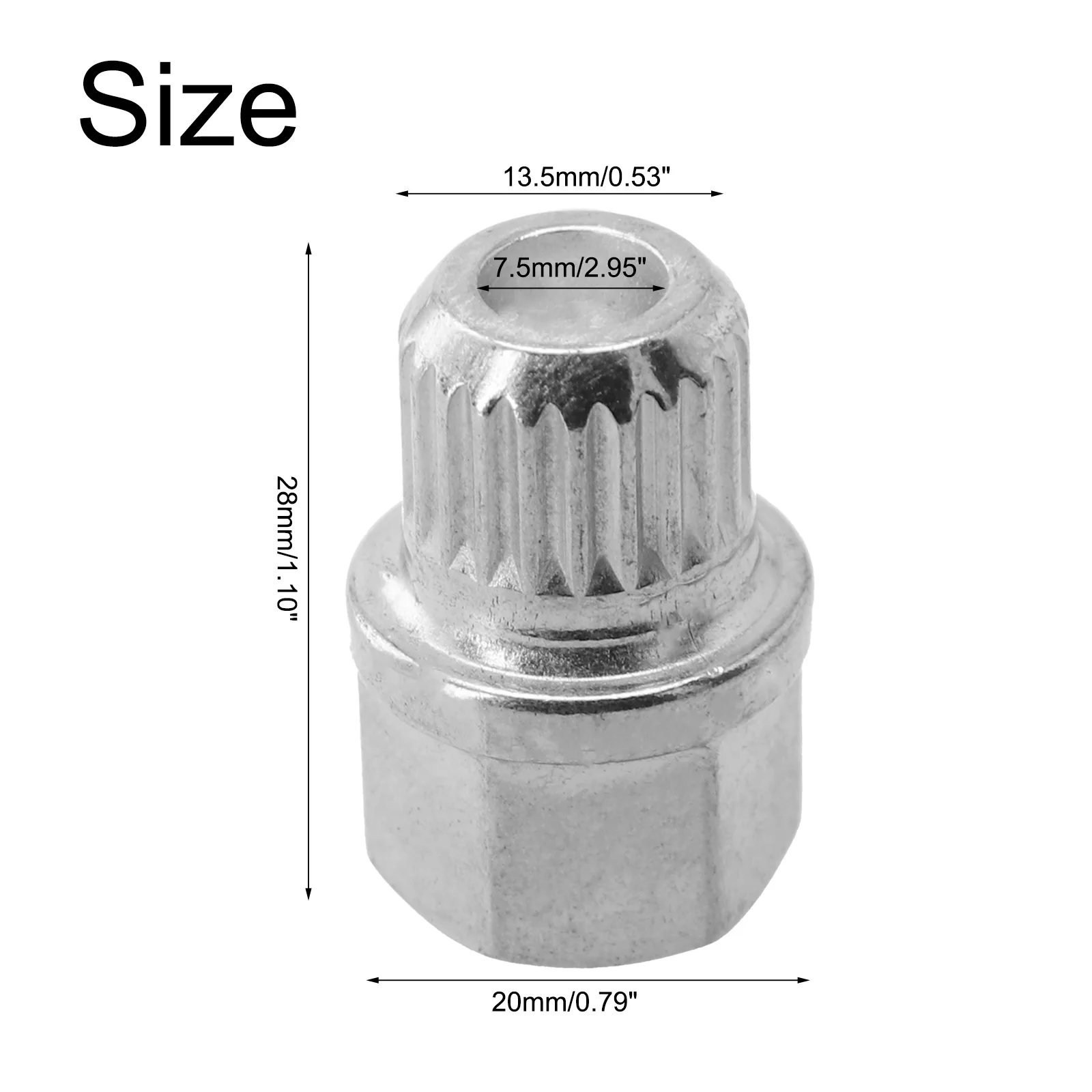 

Wheel Lock Lug Nut Steel 1pc 20x28mm 38/22PT Replace Silver Tone Wheel Lock Lug Car Accessories Car Anti Theft