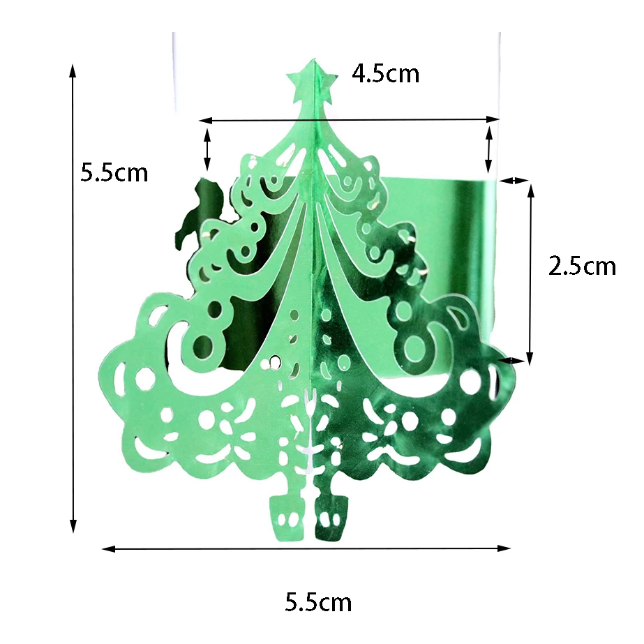 50Pcs Christmas Tree Laser Cut Paper Rings Napkins Holders Hotel Wedding Banquet Christmas Party Favor Table Dinner Decoration