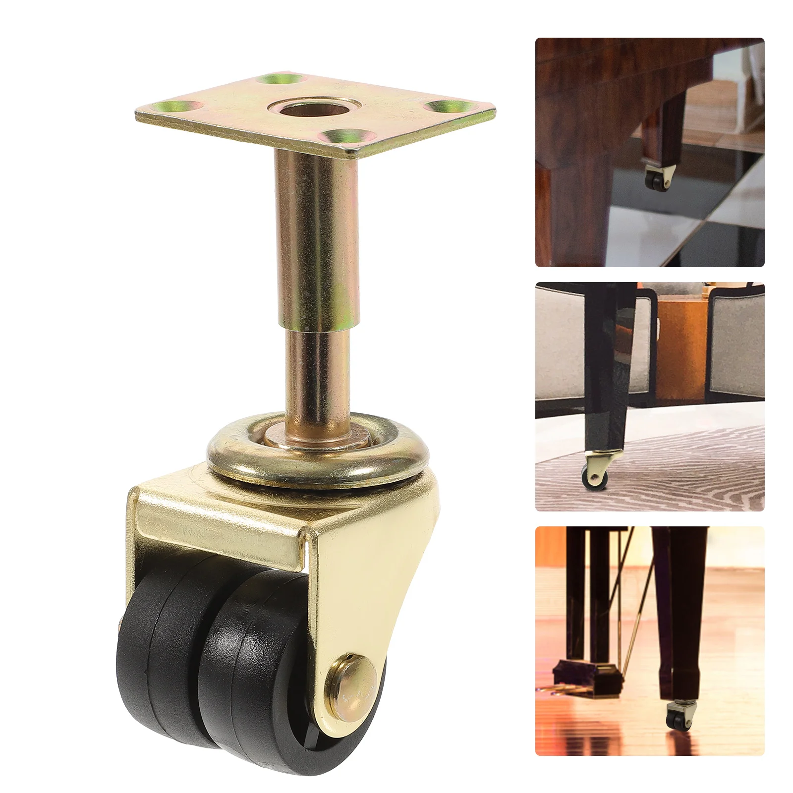 Golden Piano Casters Double Wheel Casters Necessary Piano Accessories Replacement Casters For Wardrobe Window Furniture Hardware