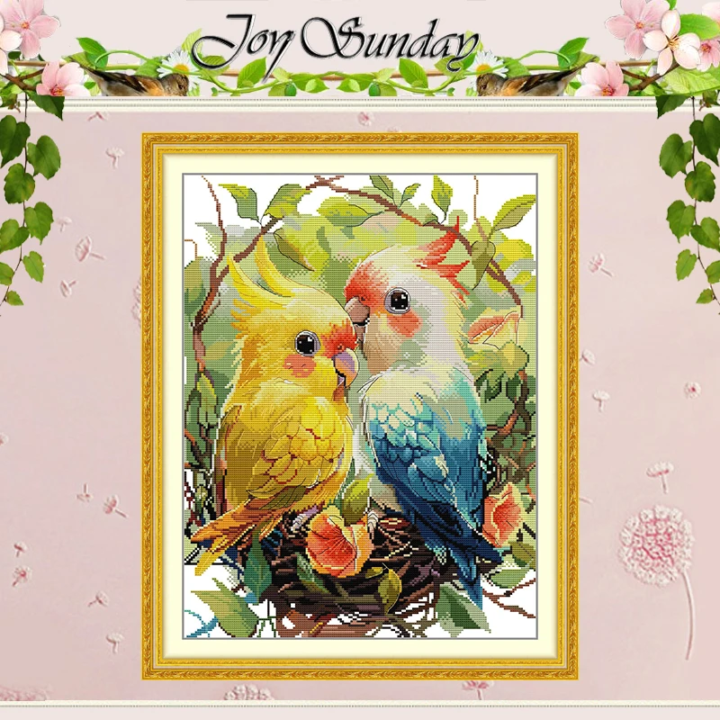 

A Pair of Parrots Patterns Counted Cross Stitch Set DIY 11CT 14CT 16CT Stamped DMC Cross-stitch Kit Embroidery Needlework Crafts