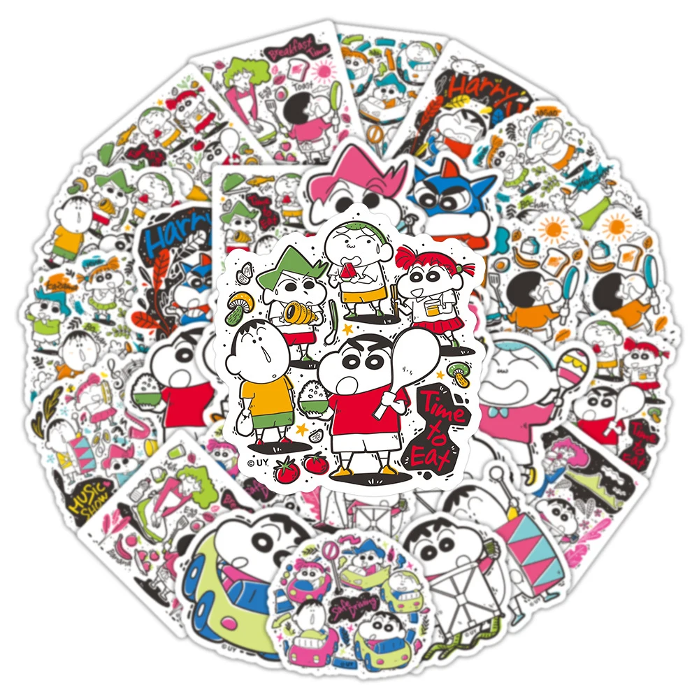 10/30/50PCS Cute Crayon Shin-chan Cartoon Stickers Kawaii Kids Decals Toys DIY Luggage Laptop Phone Car Bike Kids Anime Sticker