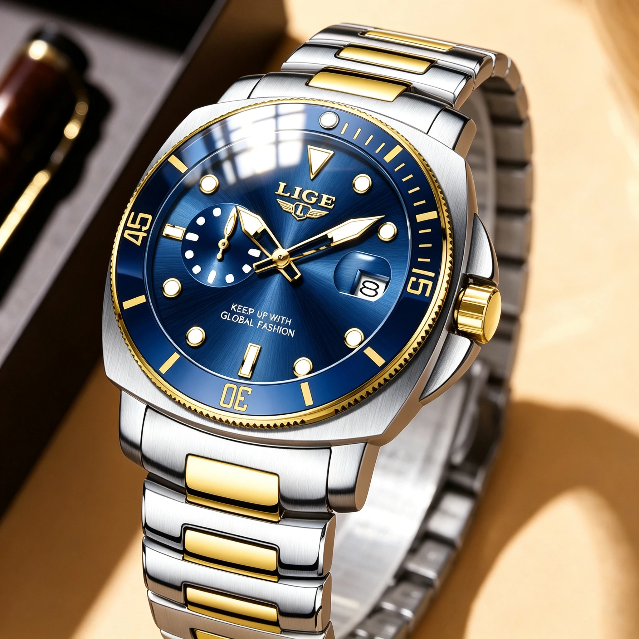 Neue LIGE Top-Mode-Luxusuhr für Herren, wasserdicht, mit Leuchtzifferblatt und Datumsanzeige, Herrenuhr aus Edelstahl, Business-Quarzuhr, Herren-Armbanduhr.