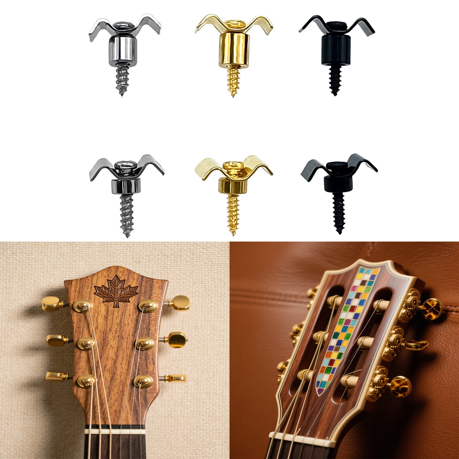 1 par de retentores de árvores de cordas de guitarra elétrica cromada com parafuso adequado para telecaster acessórios de guitarra elétrica ajustar os estacas de afinação