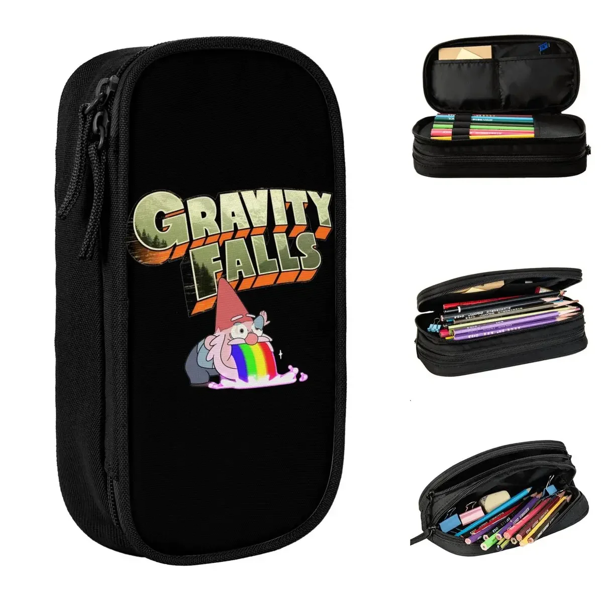 Gravitys Falls Gnome Puke Merch Pencil Case Large-capacity Kids School Supplies  Bag Birthday Gift