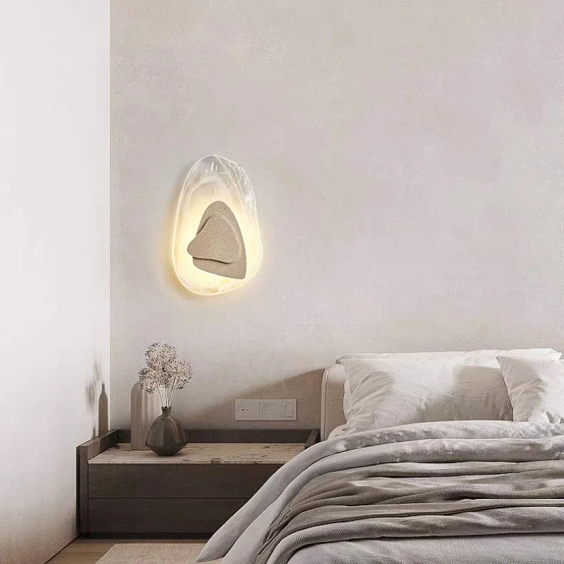 Real Stone Wall Lamp Room Decoration Glass Indoor Home LED Light For Bedroom Stairs Kitchen Aisle Atmosphere Sconce