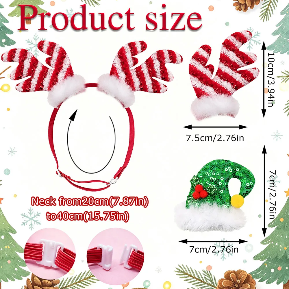 30/50PCS Handmade Dog Hair Accessories For Christmas Party Adjustable Dog Bows Christmas Hat  Antlers Pet Accessories for Dogs